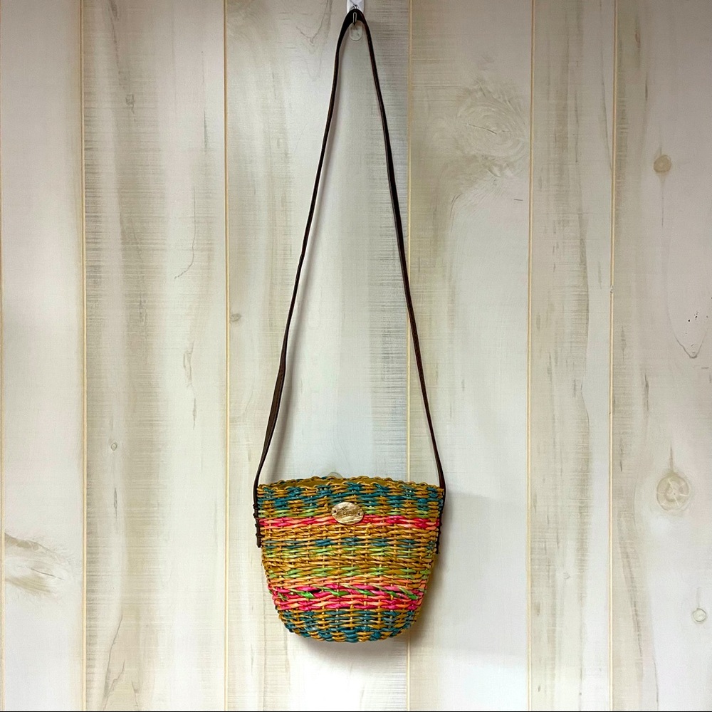 Capelli Straworld Multicolor Cornhusk Crossbody Bag Straw Eco Friendly Woven